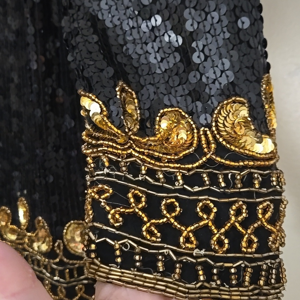 Stenay Sequin & Beaded Black and Gold Jacket Size Small - Picture 6 of 10
